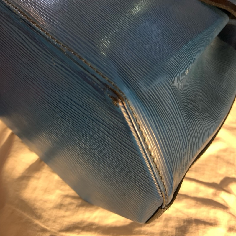 LOUIS VUITTON 水波紋epi八角形皮革肩背包 側背包 藍色水波紋配黑色皮革1992年老包-33