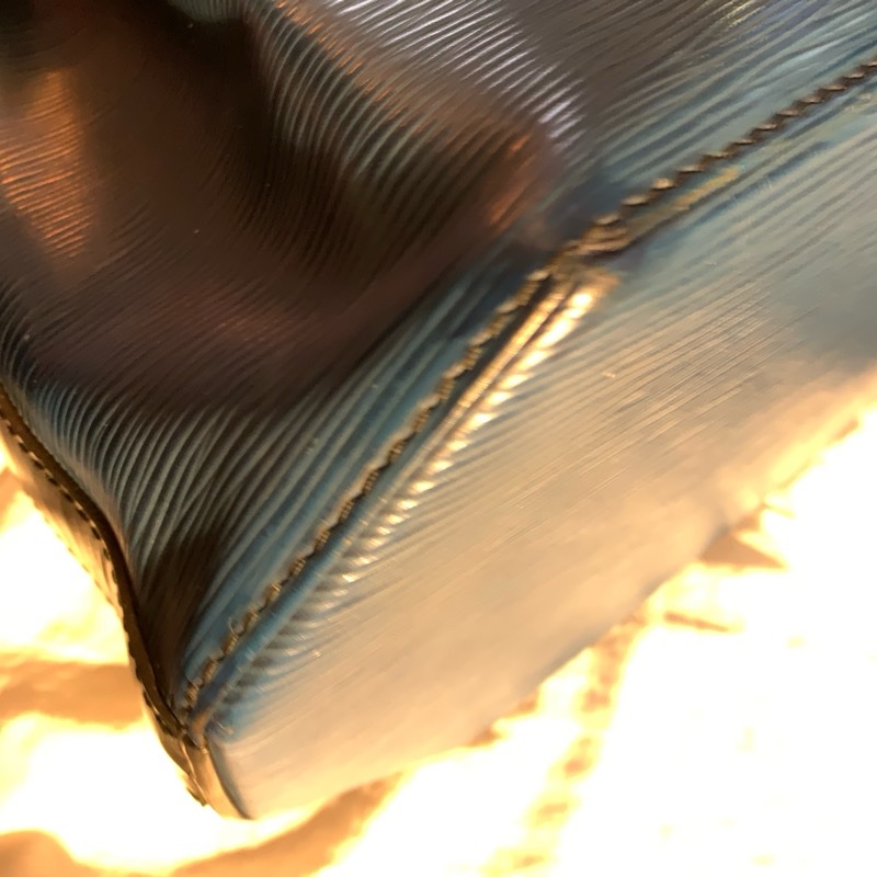 LOUIS VUITTON 水波紋epi八角形皮革肩背包 側背包 藍色水波紋配黑色皮革1992年老包-34