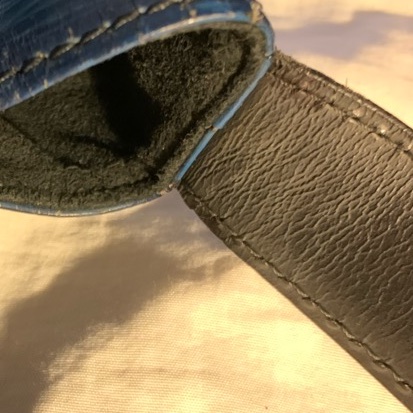 LOUIS VUITTON 水波紋epi八角形皮革肩背包 側背包 藍色水波紋配黑色皮革1992年老包-41