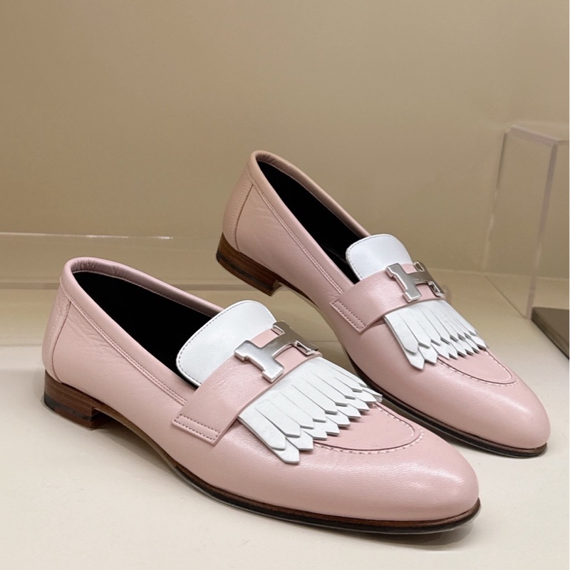 HERMES 粉色流蘇樂福鞋 37.5號-4