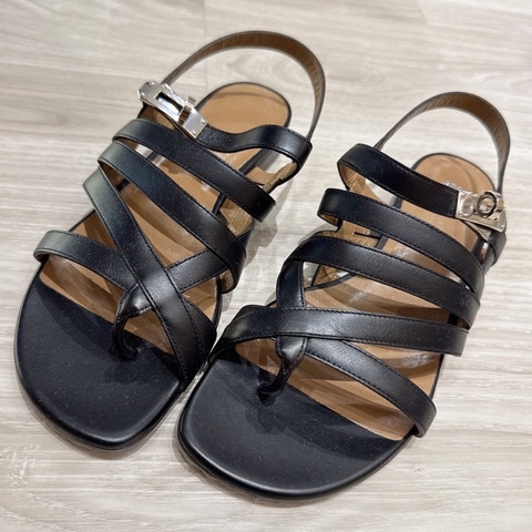HERMES Kelly釦人字羅馬涼鞋 36號 貼底
