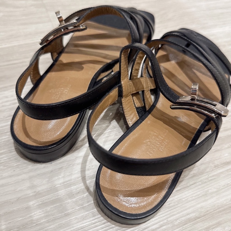 HERMES Kelly釦人字羅馬涼鞋 36號 貼底-5