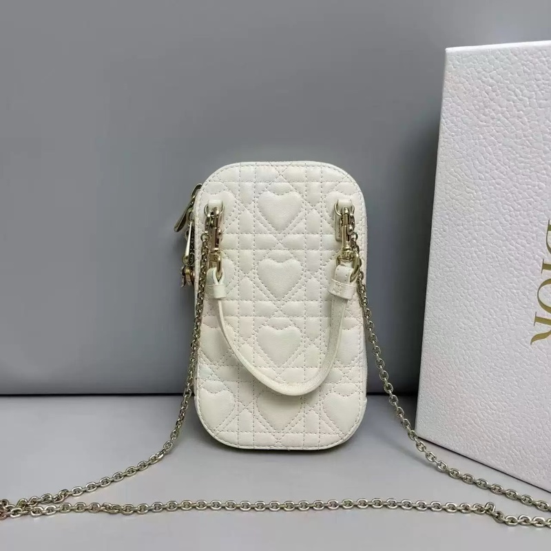 Dior 迪奧 蒙田 愛心壓紋手機包 白色-1
