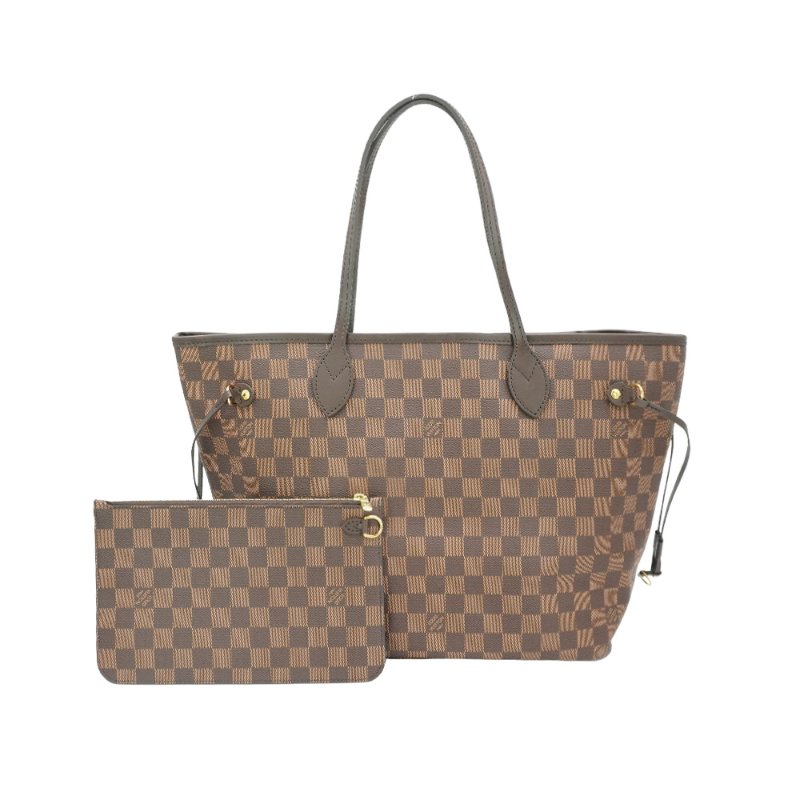 Louis Vuitton Neverfull MM 棋盤格帆布手提肩背托特包-(N41358-咖)-0