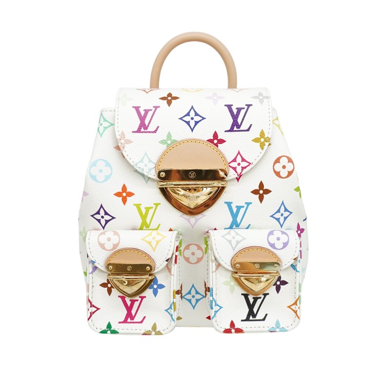 Louis Vuitton x TM Venice 三彩塗層帆布釦式後背包(M13081-白)-0