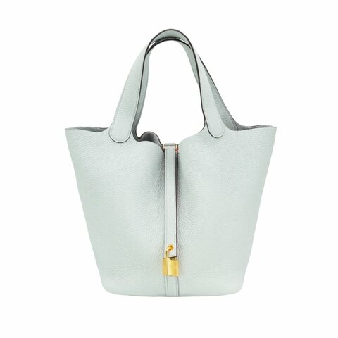 Hermes Picotin 22 牛皮金釦水桶包(聖杯藍)