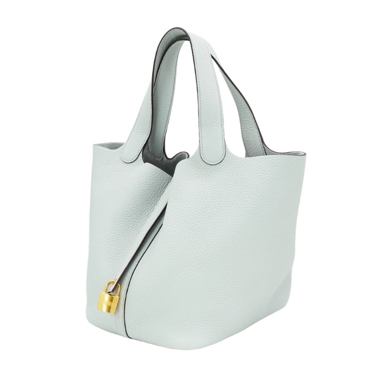 Hermes Picotin 22 牛皮金釦水桶包(聖杯藍)-1