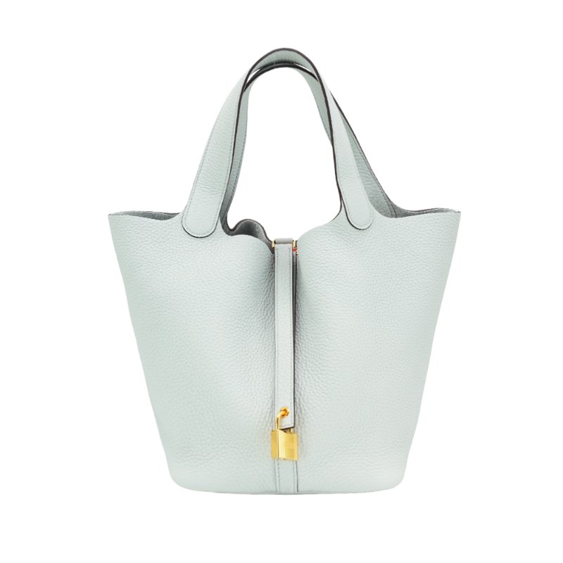 Hermes Picotin 22 牛皮金釦水桶包(聖杯藍)-5