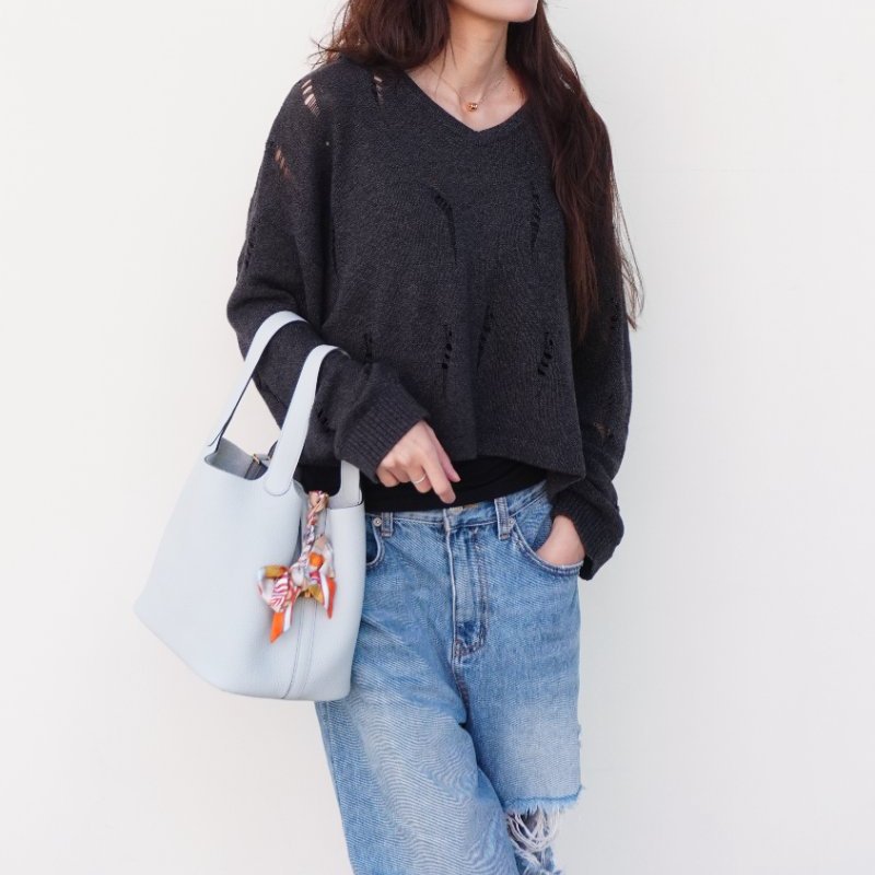 Hermes Picotin 22 牛皮金釦水桶包(聖杯藍)-0