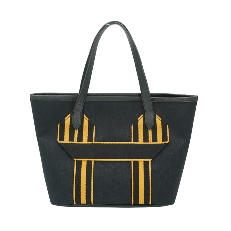 Hermes Pursangle MM 帆布拚TC皮革手提肩背托特包(黑/焦糖)-2