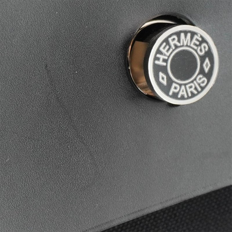 Hermes 展示品 Herbag Zip 50 銀釦帆布手提肩背包(黑)-5