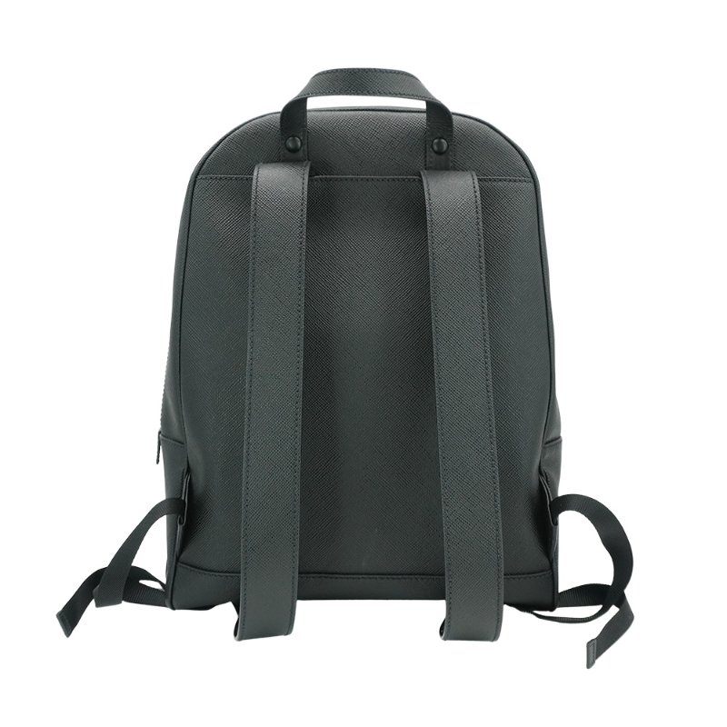 Prada Saffiano皮革琺瑯金屬標誌後背包(2VZ102-黑)-2