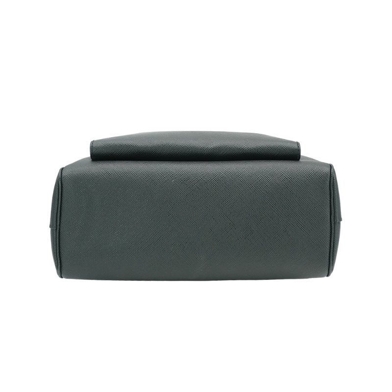 Prada Saffiano皮革琺瑯金屬標誌後背包(2VZ102-黑)-3