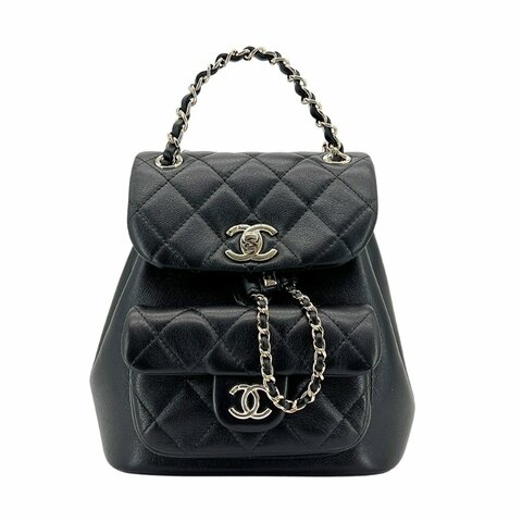 Chanel Duma 粒紋小牛皮淡金釦後背包(AS4399-黑)