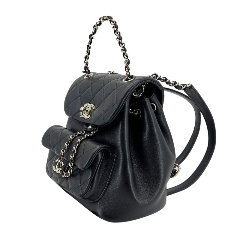 Chanel Duma 粒紋小牛皮淡金釦後背包(AS4399-黑)-1