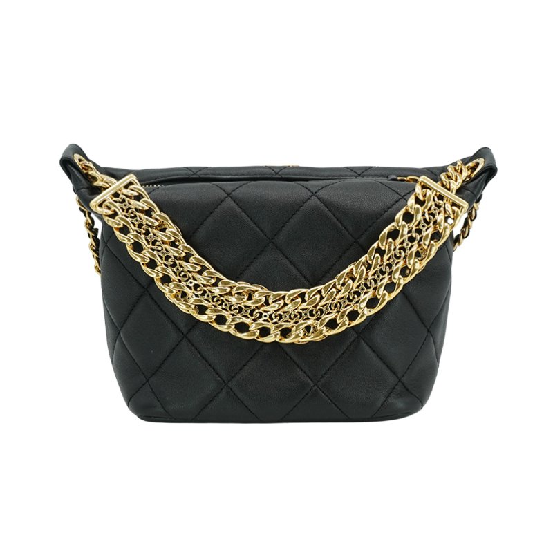 Chanel 展示品 小牛皮短金鍊粉鑽二用包(AS4615-黑)-2