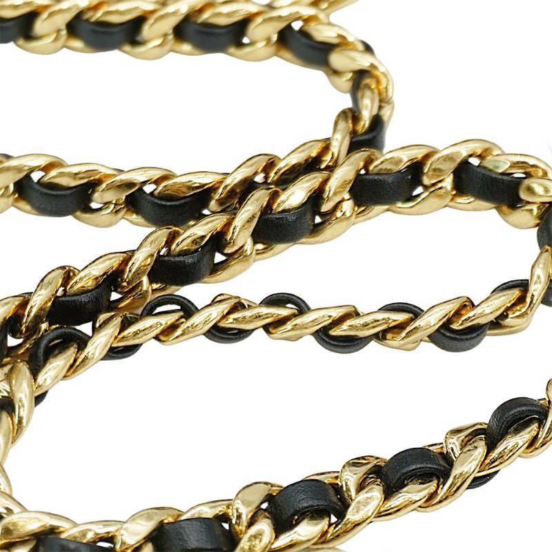 Chanel 展示品 小牛皮短金鍊粉鑽二用包(AS4615-黑)-7