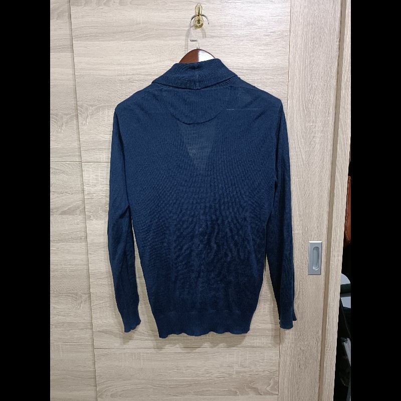 Burberry Black Label 日本 深藍 亞麻 Cardigan 開襟衫 2號-1