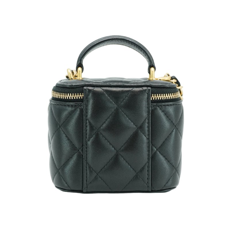 Chanel 經典金雙C羊皮金鍊迷你二用化妝包(AP2198-黑)-2
