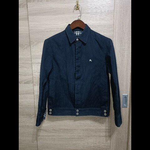 Burberry Black Label 日本 深藍 條紋 卡其布 短版外套 男M