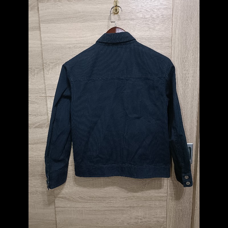 Burberry Black Label 日本 深藍 條紋 卡其布 短版外套 男M-1