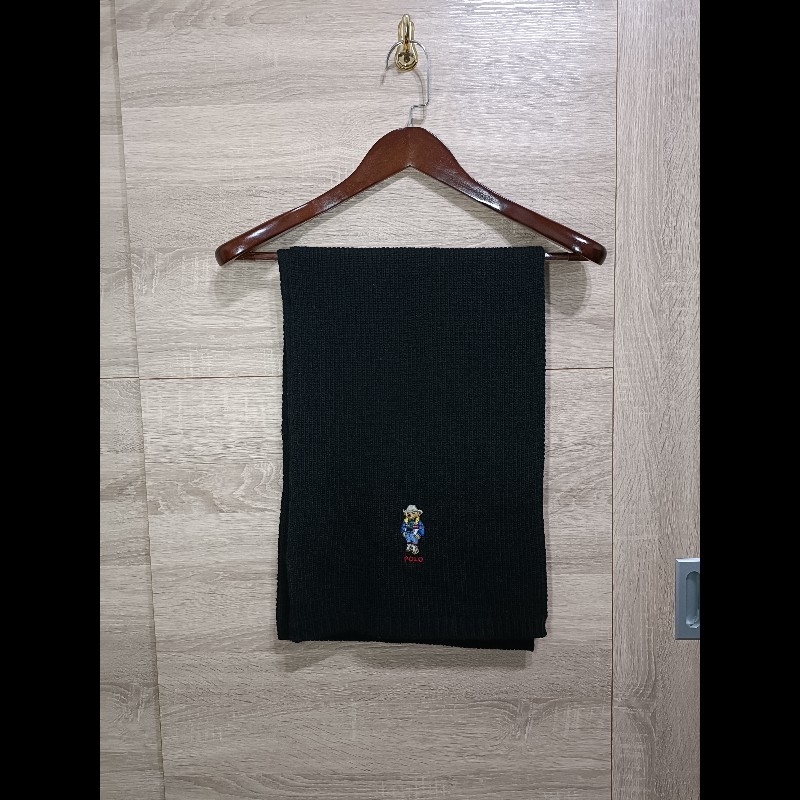 Polo Ralph Lauren Polo Bear 小熊 黑色 羊毛 針織 圍巾-0
