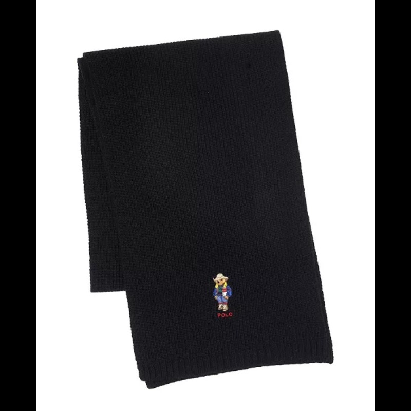 Polo Ralph Lauren Polo Bear 小熊 黑色 羊毛 針織 圍巾-1