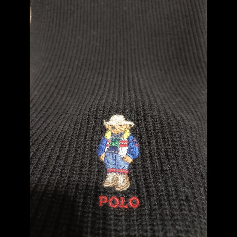 Polo Ralph Lauren Polo Bear 小熊 黑色 羊毛 針織 圍巾-3