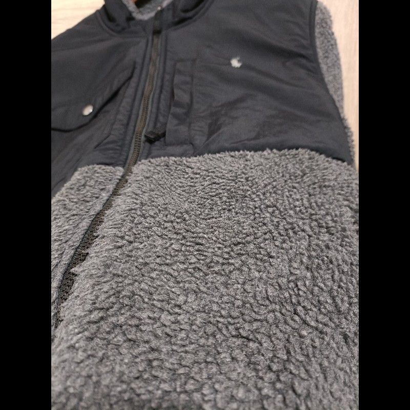 Polo Ralph Lauren RL 搖粒絨 黑灰 毛毛 拼接 立領外套 男M-6