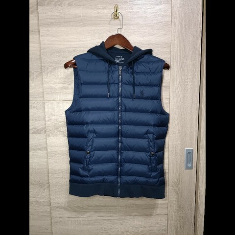 Polo Ralph Lauren RL 深藍 連帽 羽絨背心 男S