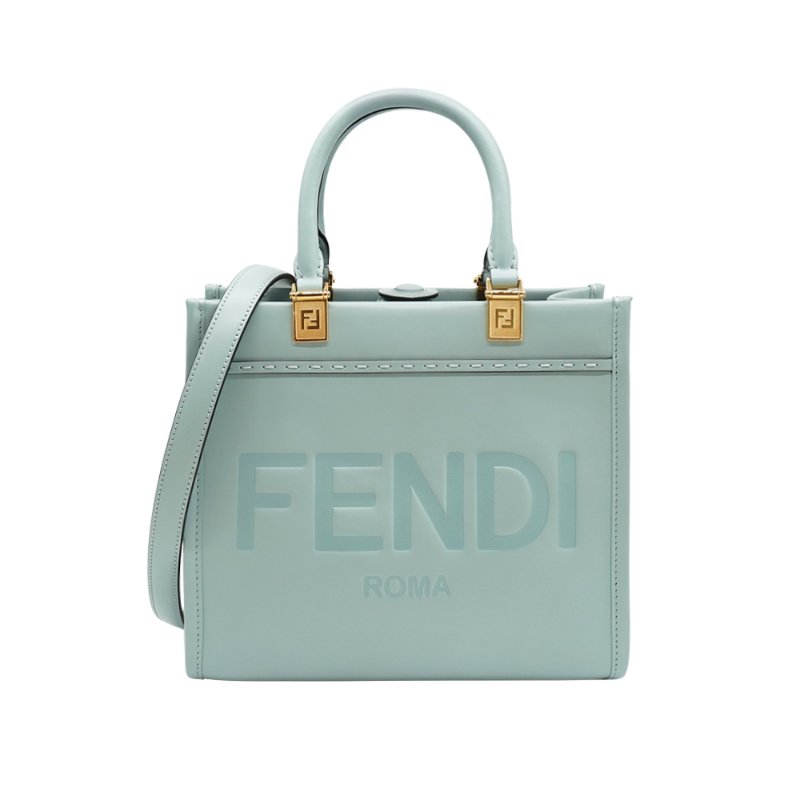 Fendi Sunshine 小牛皮金釦小型二用包(8BH394-淡藍)-0