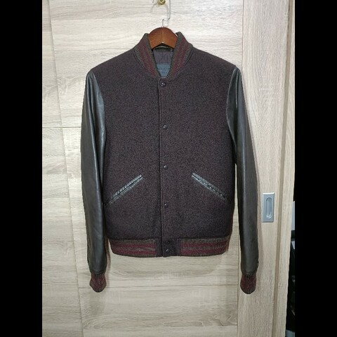 Allsaints Buck Bomber 酒紅 真皮 皮革 羔羊皮 棒球外套 皮衣 男S