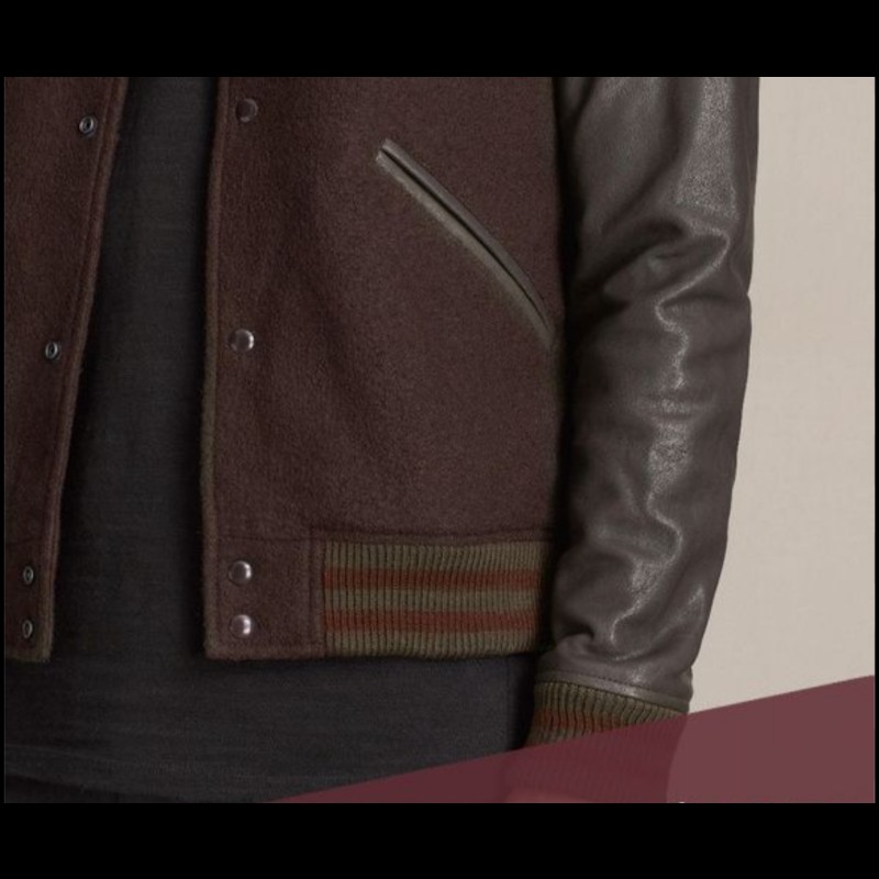 Allsaints Buck Bomber 酒紅 真皮 皮革 羔羊皮 棒球外套 皮衣 男S-2