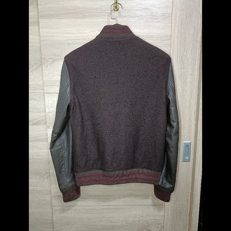 Allsaints Buck Bomber 酒紅 真皮 皮革 羔羊皮 棒球外套 皮衣 男S-3