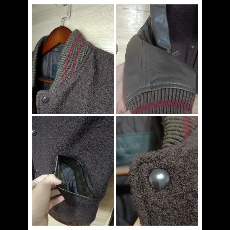 Allsaints Buck Bomber 酒紅 真皮 皮革 羔羊皮 棒球外套 皮衣 男S-6