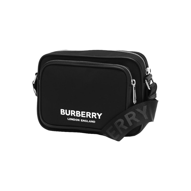 Burberry Econyl Nylon Logo Print Paddy Crossbody Bag for Men in Black-8049094-Black-1