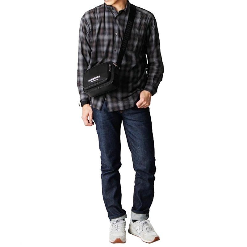 Burberry Econyl Nylon Logo Print Paddy Crossbody Bag for Men in Black-8049094-Black-4