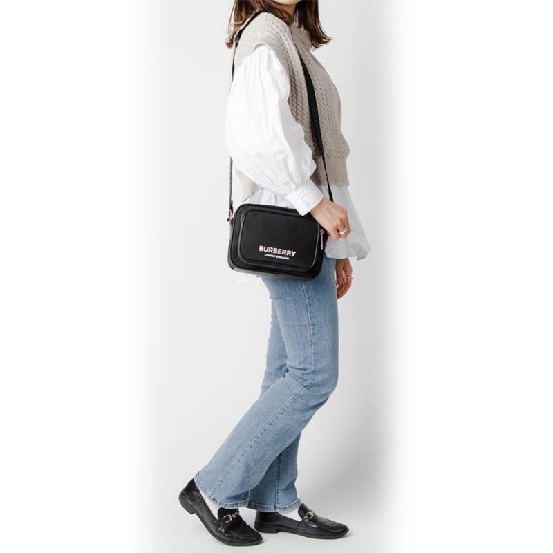 Burberry Econyl Nylon Logo Print Paddy Crossbody Bag for Men in Black-8049094-Black-5