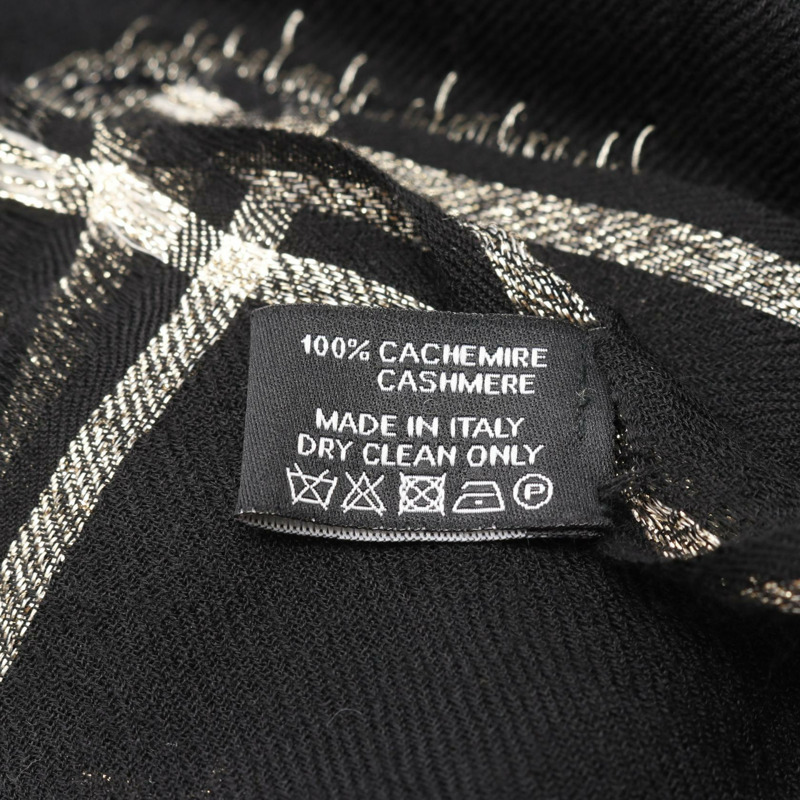 香奈兒 COCO 標誌披肩,羊絨材質,黑色金色,二手女款-2