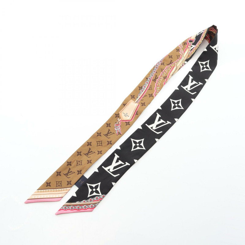 路易威登 (LOUIS VUITTON) BB Ultimate Scarf M76676 絲質黑色棕色女士二手圍巾-1