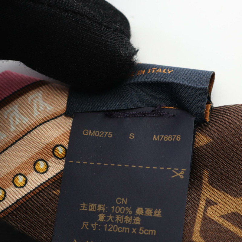 路易威登 (LOUIS VUITTON) BB Ultimate Scarf M76676 絲質黑色棕色女士二手圍巾-4
