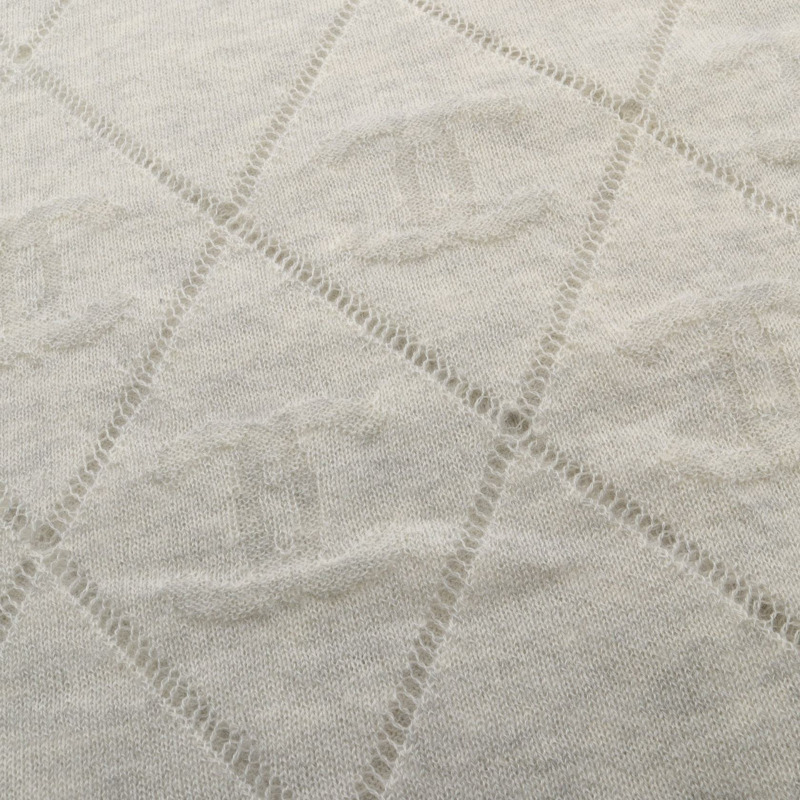 香奈兒 COCO Mark 披肩圍巾 羊絨披肩 灰色 二手 女士 CC-1