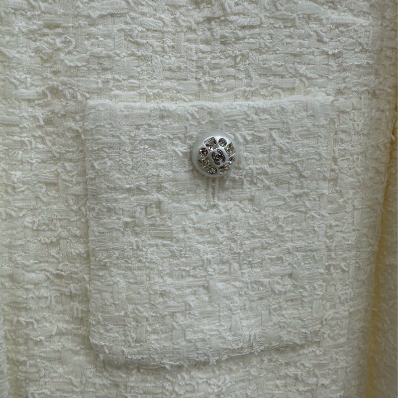 Chanel香奈兒23s新款白色花呢四口袋外套 34碼 全新帶吊牌-5