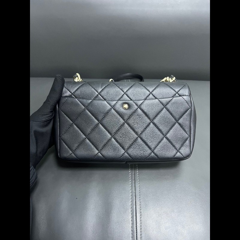 Chanel香奈兒 22c 黑金琺瑯粗鏈條 cf小號-7