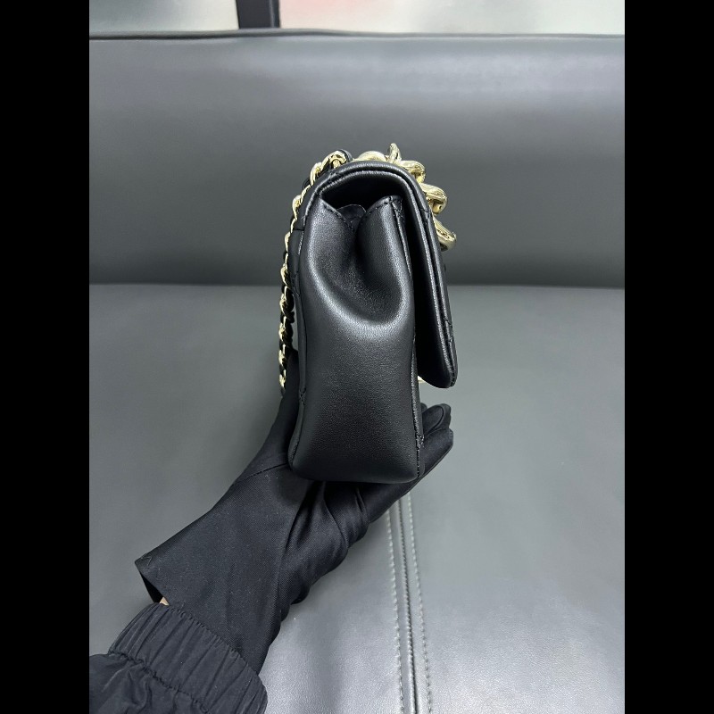 Chanel香奈兒 22c 黑金琺瑯粗鏈條 cf小號-8