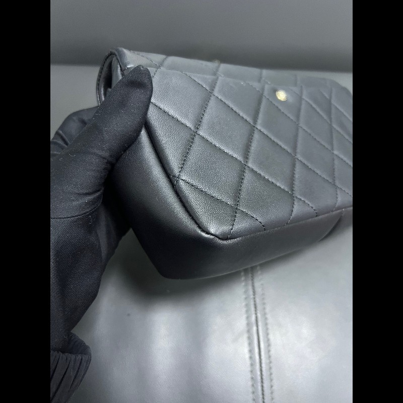 Chanel香奈兒 22c 黑金琺瑯粗鏈條 cf小號-13