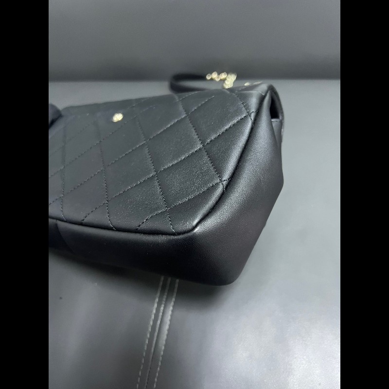 Chanel香奈兒 22c 黑金琺瑯粗鏈條 cf小號-18