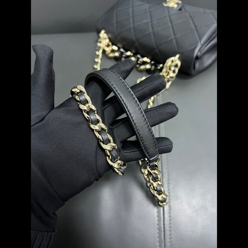 Chanel香奈兒 22c 黑金琺瑯粗鏈條 cf小號-20