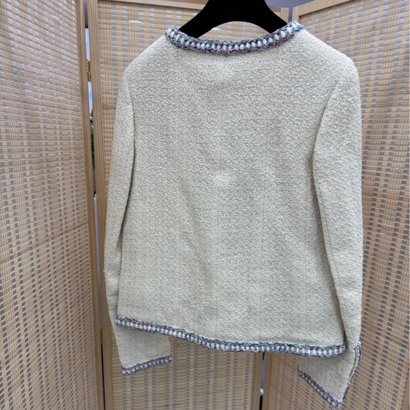 Chanel香奈兒經典米白色斜紋軟呢外套 34碼 全新吊牌-1