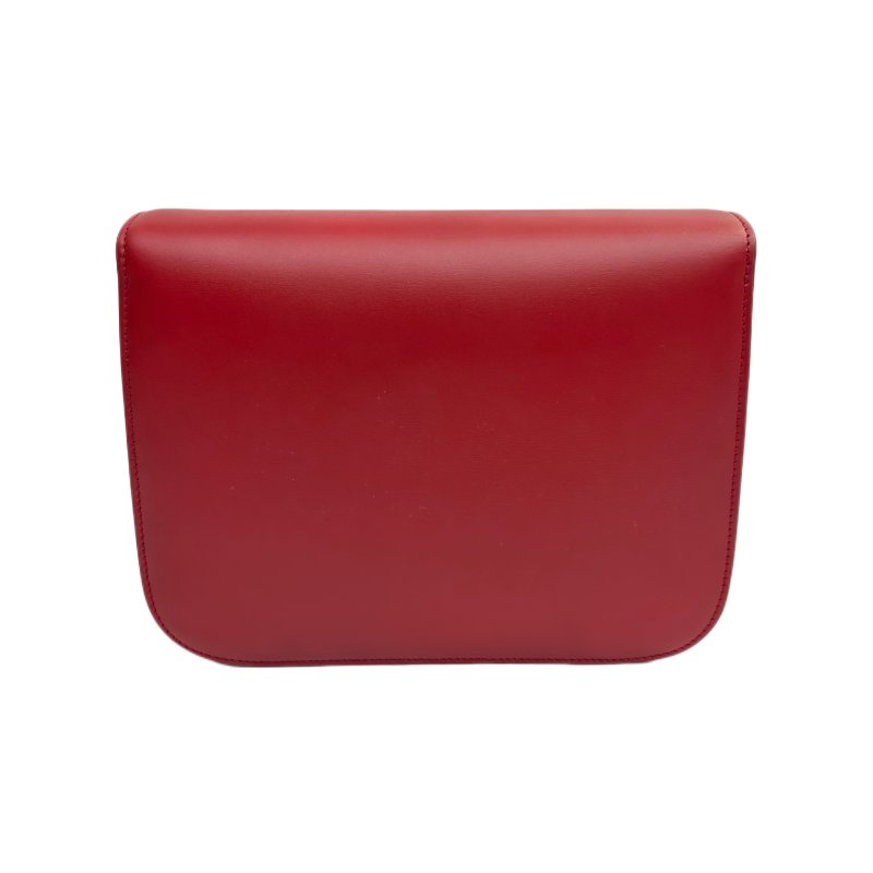 CELINE 經典 Box 純色通勤包 金色五金配件 拋光皮革 中號 紅色-1